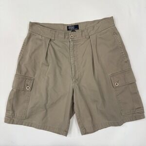 VTG Men's Polo Ralph Lauren 34 x 8 Khaki Polo Pleated Twill Tarpoon Cargo Shorts